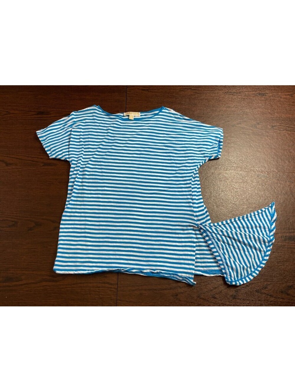 Michael Kors SMALL Women Shirt Top Blouse Tie Waist Career Boho Casual Blue